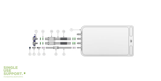 Graphic of IRIS single-use assembly with 2l 2D bag, aqs.