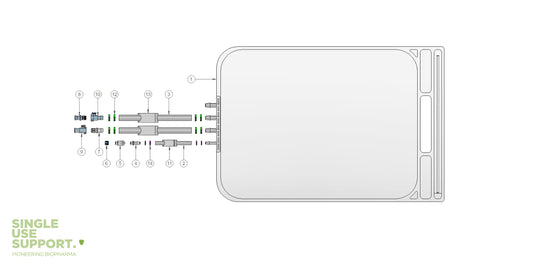 Graphic of IRIS single-use assembly with 10l 2D bag, mpc.