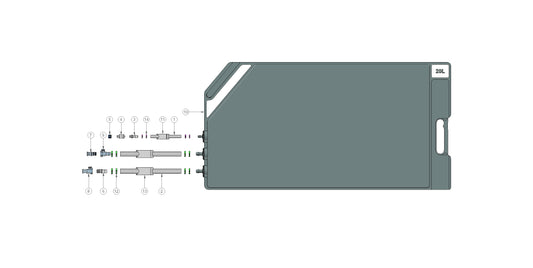 Graphic of IRIS single-use assembly with 20l 2D bag, mpc.