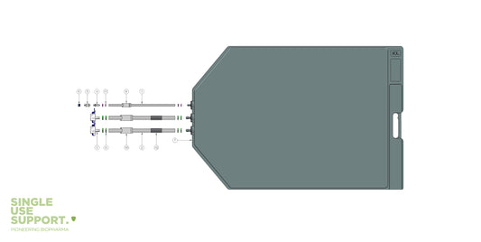 Graphic of IRIS single-use assembly with 50l 2D bag, aqg.