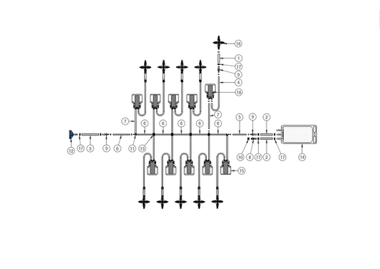 Graphic of an IRIS single-use manifold for filling, man-02.