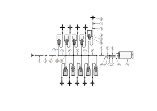 Graphic of an IRIS single-use manifold for filling, man-01.