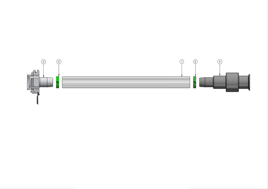 Graphic of a IRIS single-use assembly - steam on, STE-03.