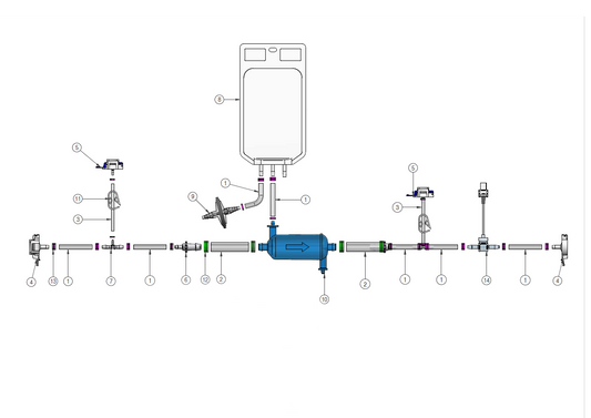Graphic of an IRIS single use filter manifold, FIL-02.