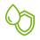 Green icon of a droplet and a protective shield on a transparent background demonstrating aseptic decoupling