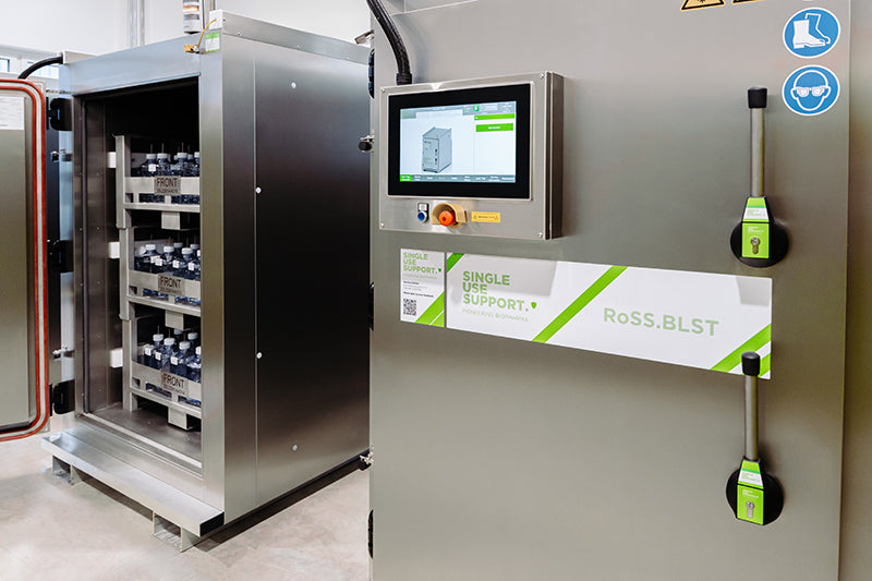 Mid-frame image of two pharmaceutical blast freezers by Single Use Support.