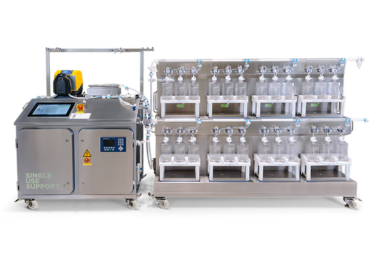 Image of RoSS.FILL Bottle on a transparent background, a single-use bottle filling system by Single Use Support.