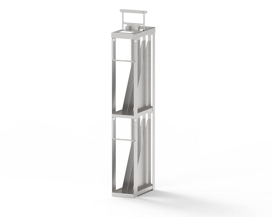 Image of a rack for 8x protective shells RoSS.KSET_1004 protecting small single use bags up to 250mL or vials.