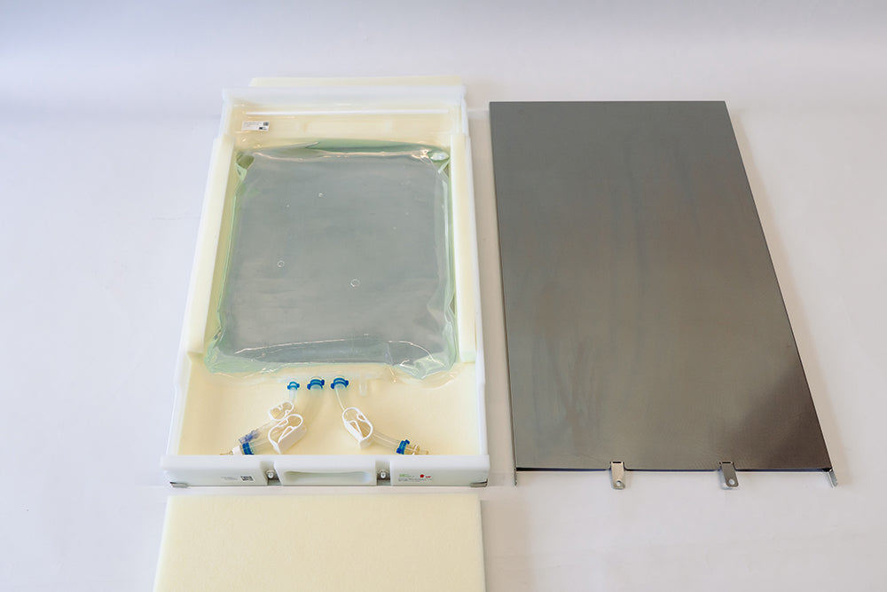 Partially opened RoSS Shell containing a single-use bag.