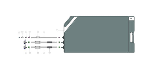 Graphic of IRIS single-use assembly with 20l 2D bag, aqg.