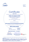 IQNET certificate ISO27001 Single Use Support