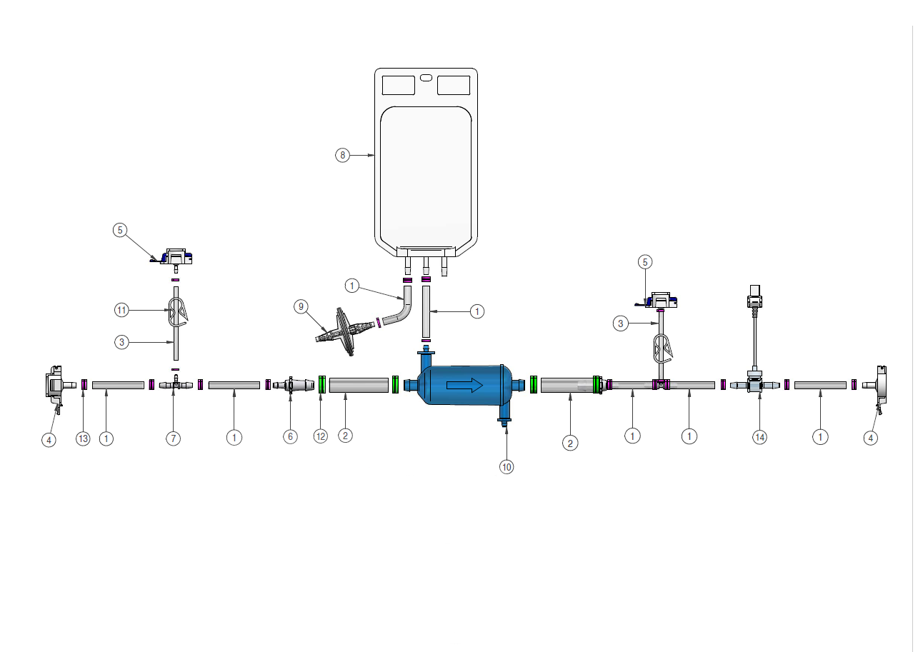 Graphic of an IRIS single use filter manifold, FIL-02.