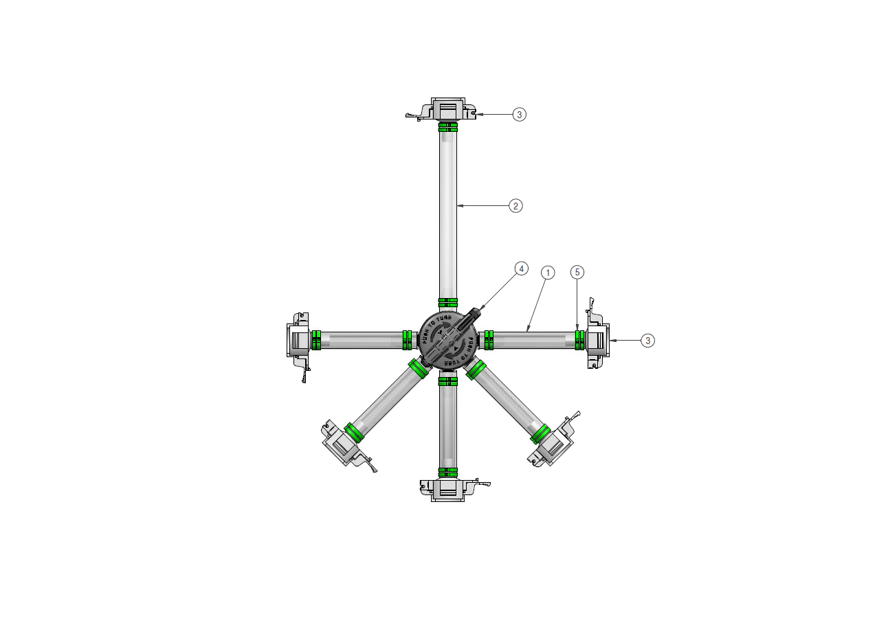 Graphic of a single-use distributer assembly DIS-04.