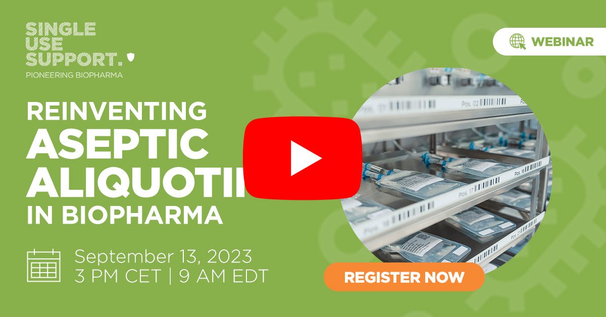 A preview image of the webinar aseptic aliquoting in biopharma