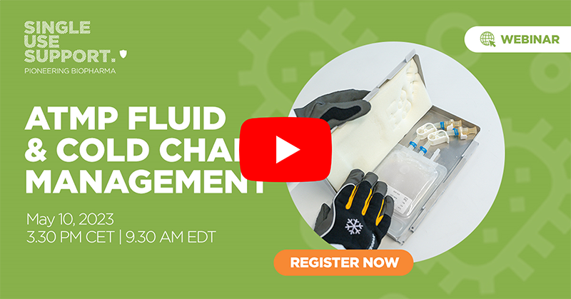 A preview image of the webinar atmp fluid and cold chain management.
