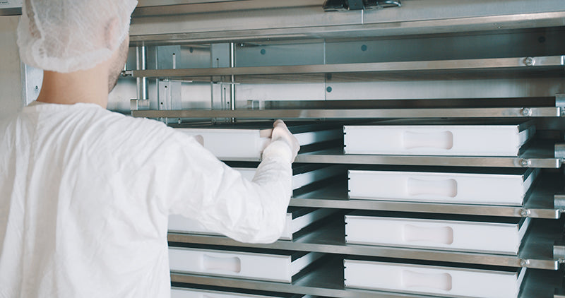 Image of a controlled plate freezer loaded with RoSS shells. 