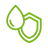 Green icon of a droplet and a protective shield on a transparent background demonstrating aseptic decoupling