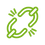 Green icon of a broken chain on a transparent background demonstrating independence