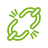 Green icon of a broken chain on a transparent background demonstrating independence