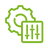 Green icon of configuration settings on a transparent background demonstrating controlled rate freezing and thawing in biopharma