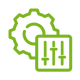 Green icon of configuration settings on a transparent background demonstrating controlled rate freezing and thawing in biopharma