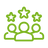 Green icon of satisfied customers on a transparent background demonstrating the option for customized solutions