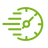 Green icon of a clock on a transparent background demonstrating fast lead times