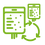 Green icon of two single-use bags with even distribution on a transparent background demonstrating homogeneity