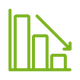 Green icon of a downward arrow demonstrating reduced product loss