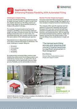 Preview of Single Use Support's app note about automated and aspetic filling with sonotec filling sensors