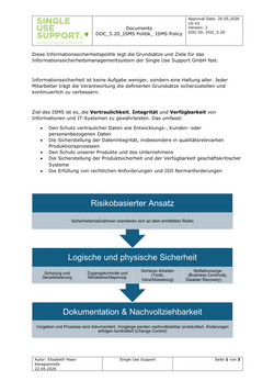 Preview of Single Use Support's ISMS policy document