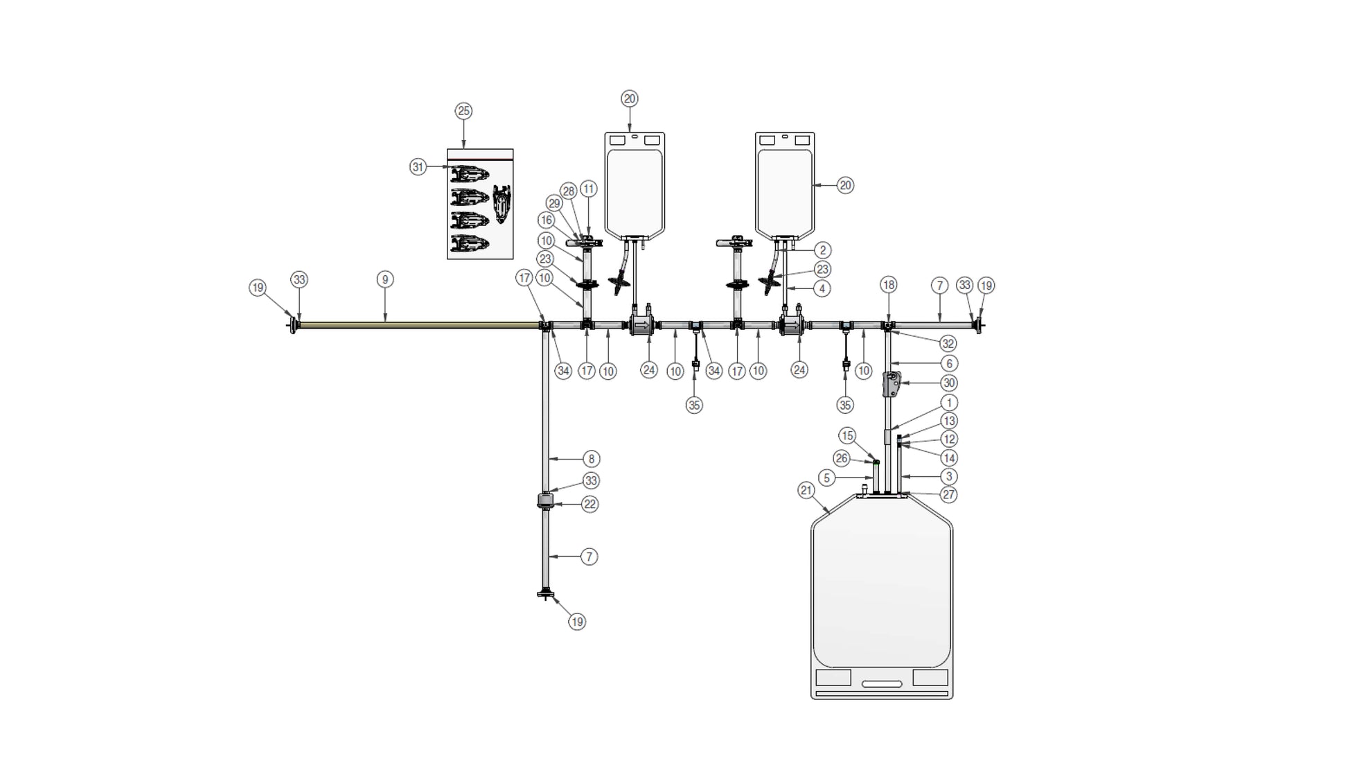 Graphic of single-use filter assembly for PUPSIT setup, FIL-03.