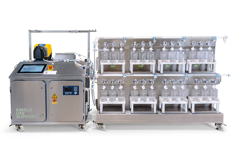 Image of RoSS.FILL Bottle on a transparent background, a single-use bottle filling system by Single Use Support.