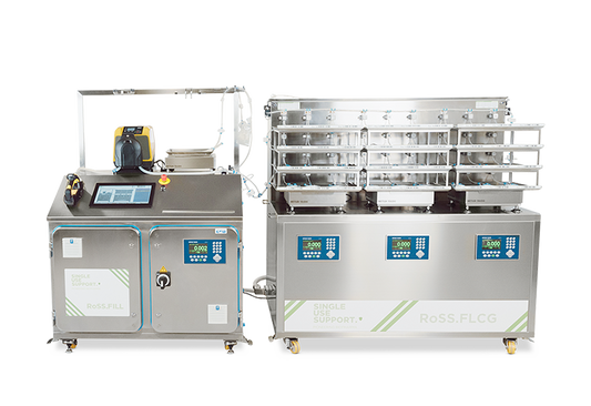 Image of RoSS.FILL CGT on a transparent background, a fully automated cell and gene filling system. 