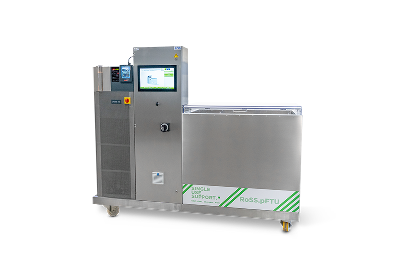 Image of laboratory freezer RoSS.pFTU Lab-Scale for cGMP-compliant freezing & thawing, on a tranparent background.