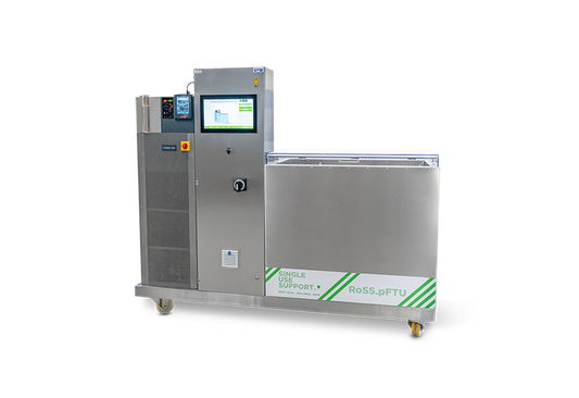 Image of laboratory freezer RoSS.pFTU Lab-Scale for cGMP-compliant freezing & thawing, on a tranparent background.
