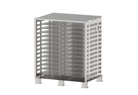 Image of stainless steel rack for RoSS shells on a transparent background. 