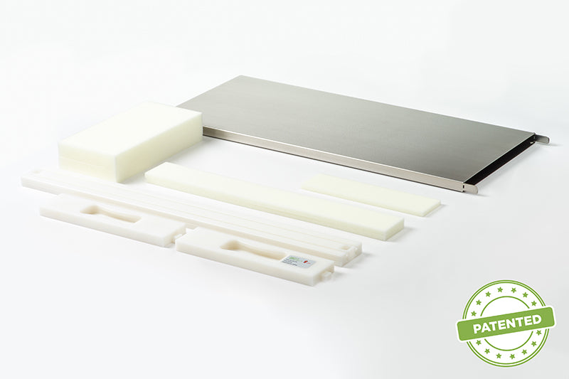 An image showing all parts of the RoSS Shell on a white background, highlighting ease of recycling.
