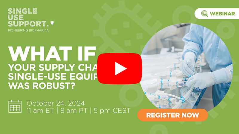 A preview image of the webinar supply chain for single-use equipment.