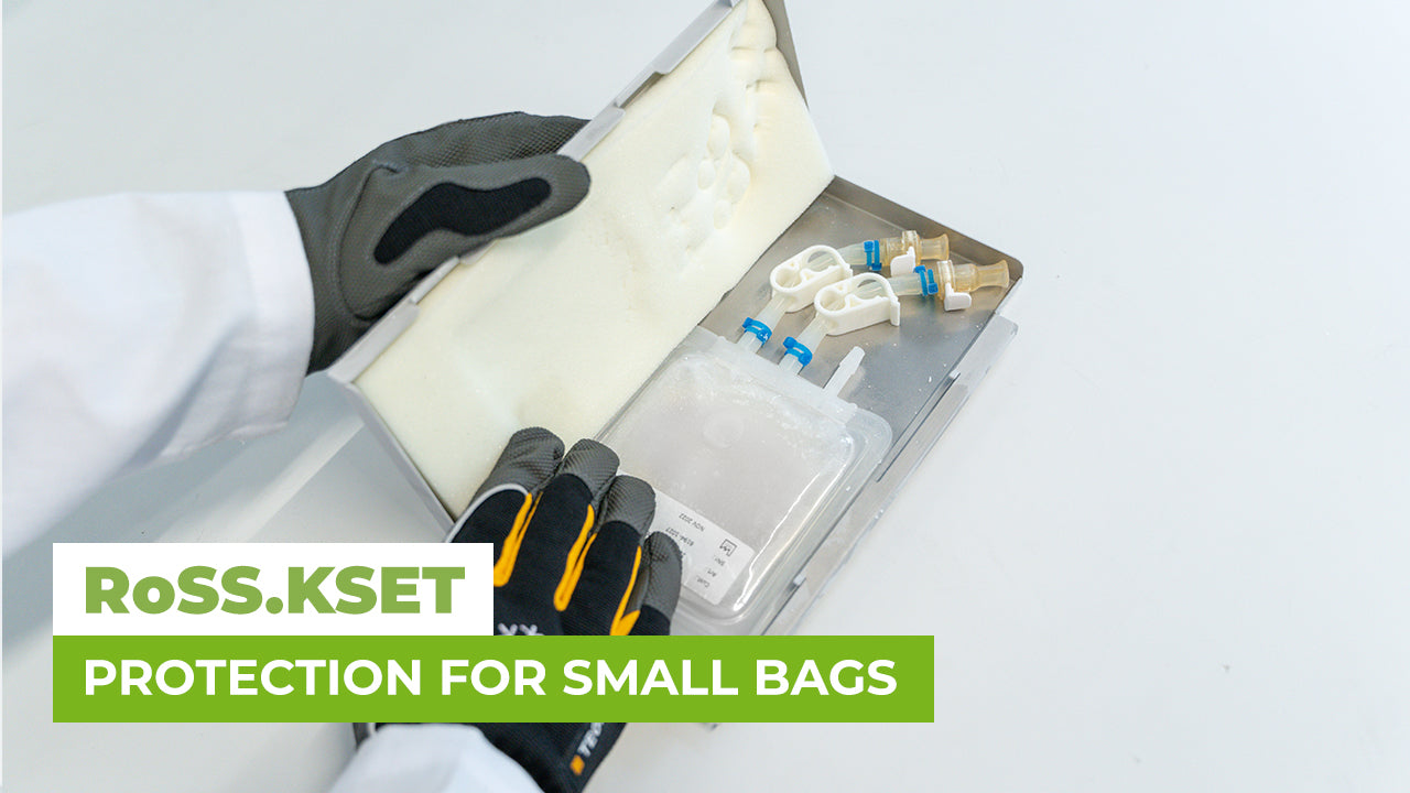 Load video: Product video of RoSS.KSET by Single Use Support to protect small single-use bags without product loss.