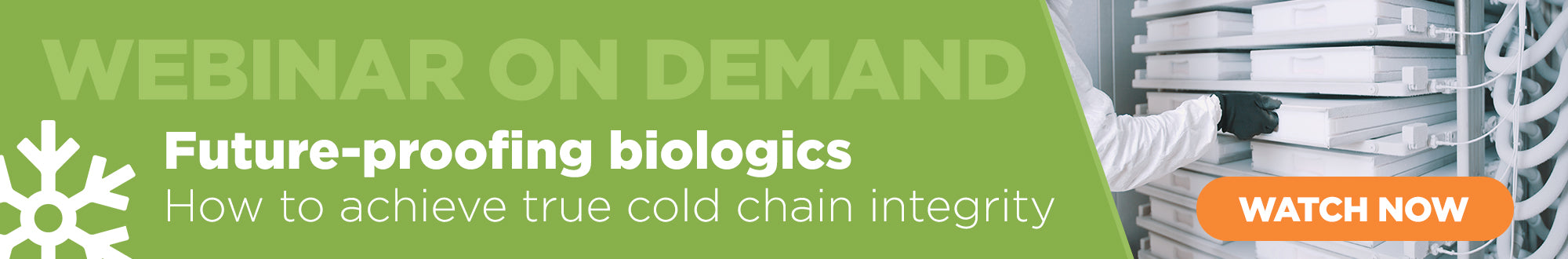 A teaser for a webinar on demand about cold chain handling of biologics