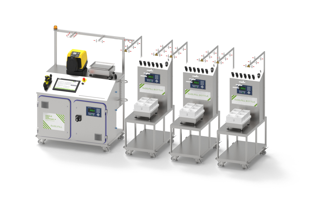 Single use bottle filling machine RoSS.FILL bottle