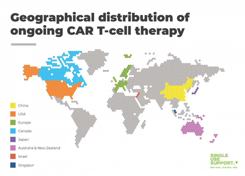 Geographical distribution of ongoing Car T-cell therapy Geographical distribution of ongoing Car T-cell therapy